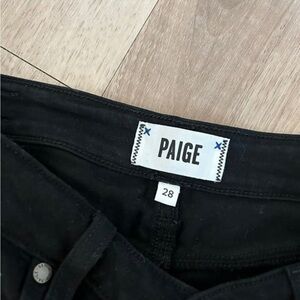Paige black raw hem straight leg soft jeans
